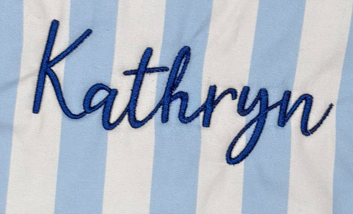 Kathryn Blue and White Striped Cosmetic Bag - Imperfect