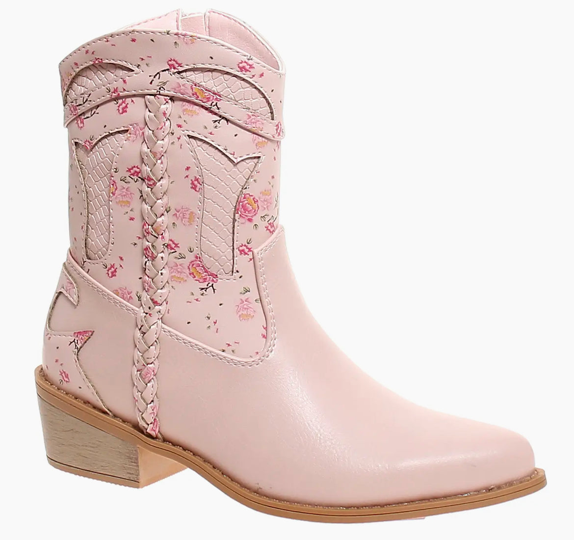 Girls Pink Floral Cowgirl Boots
