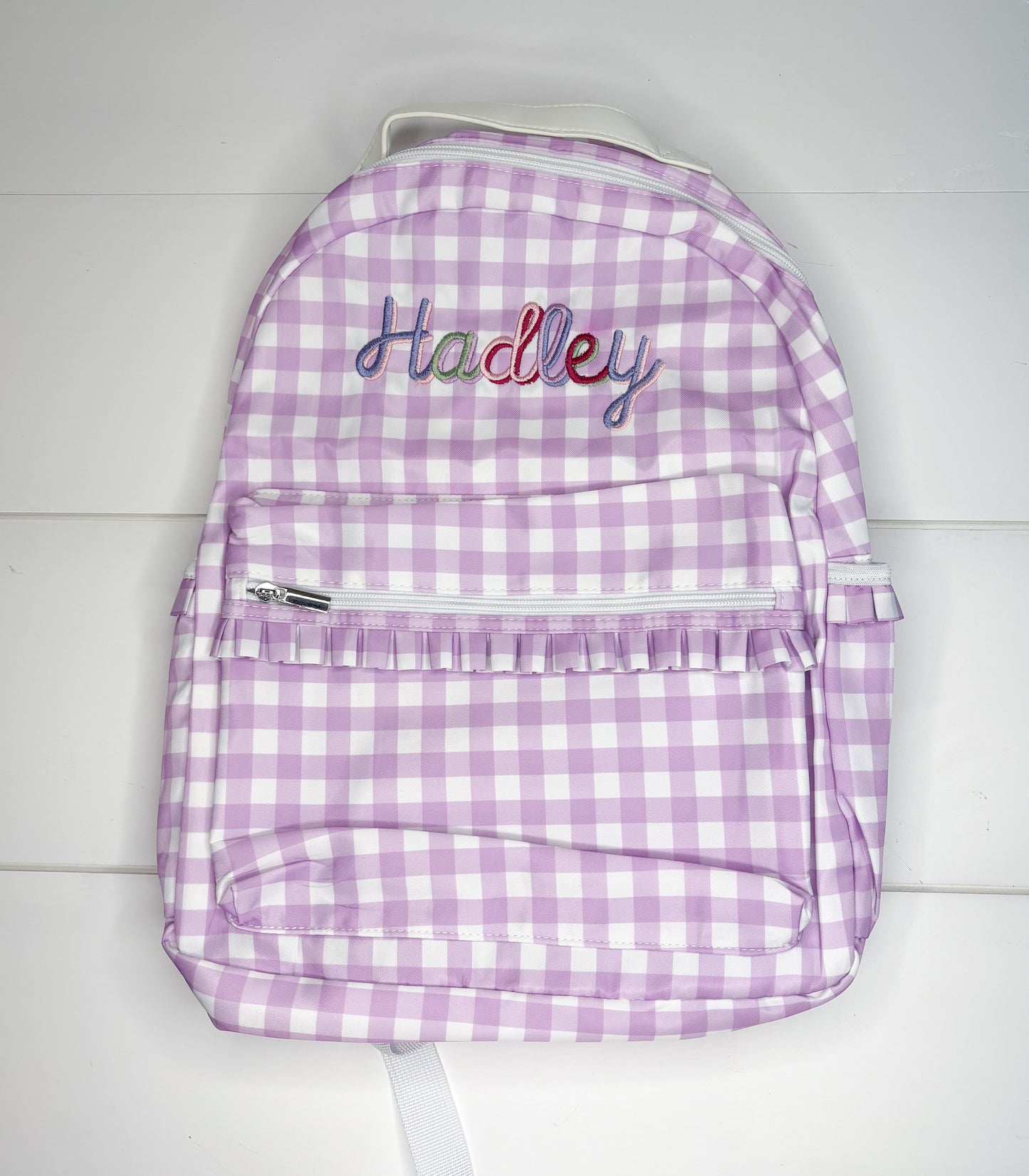 Monogrammed Gingham Nylon Backpack
