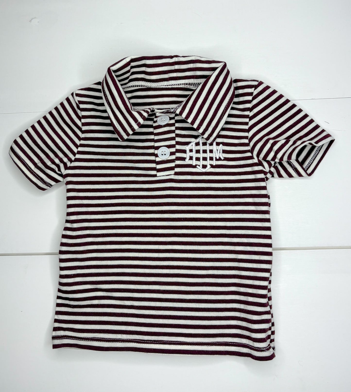 aDm Striped Maroon Polo 9-12M