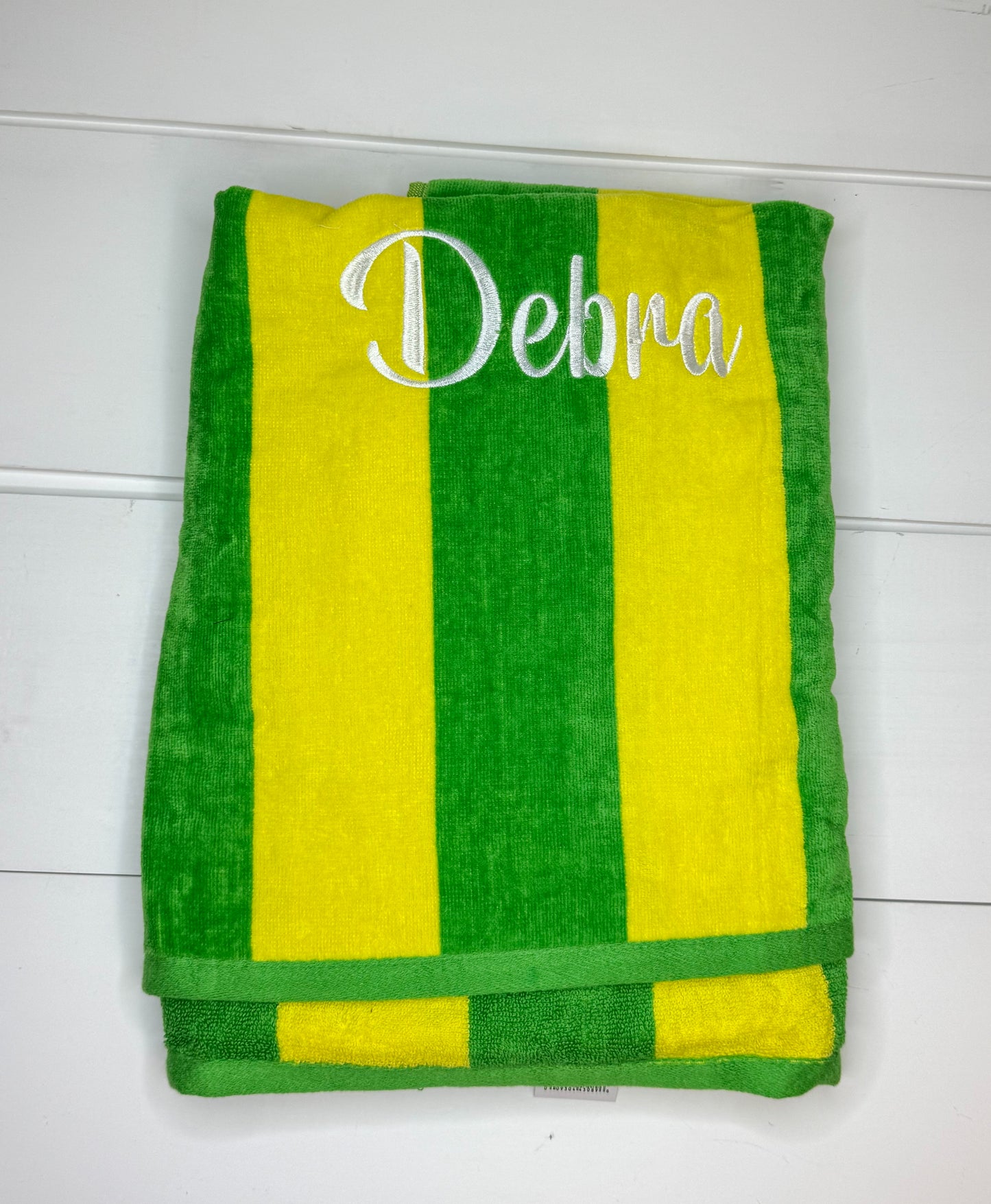 Debra Green and Yellow Striped Towel