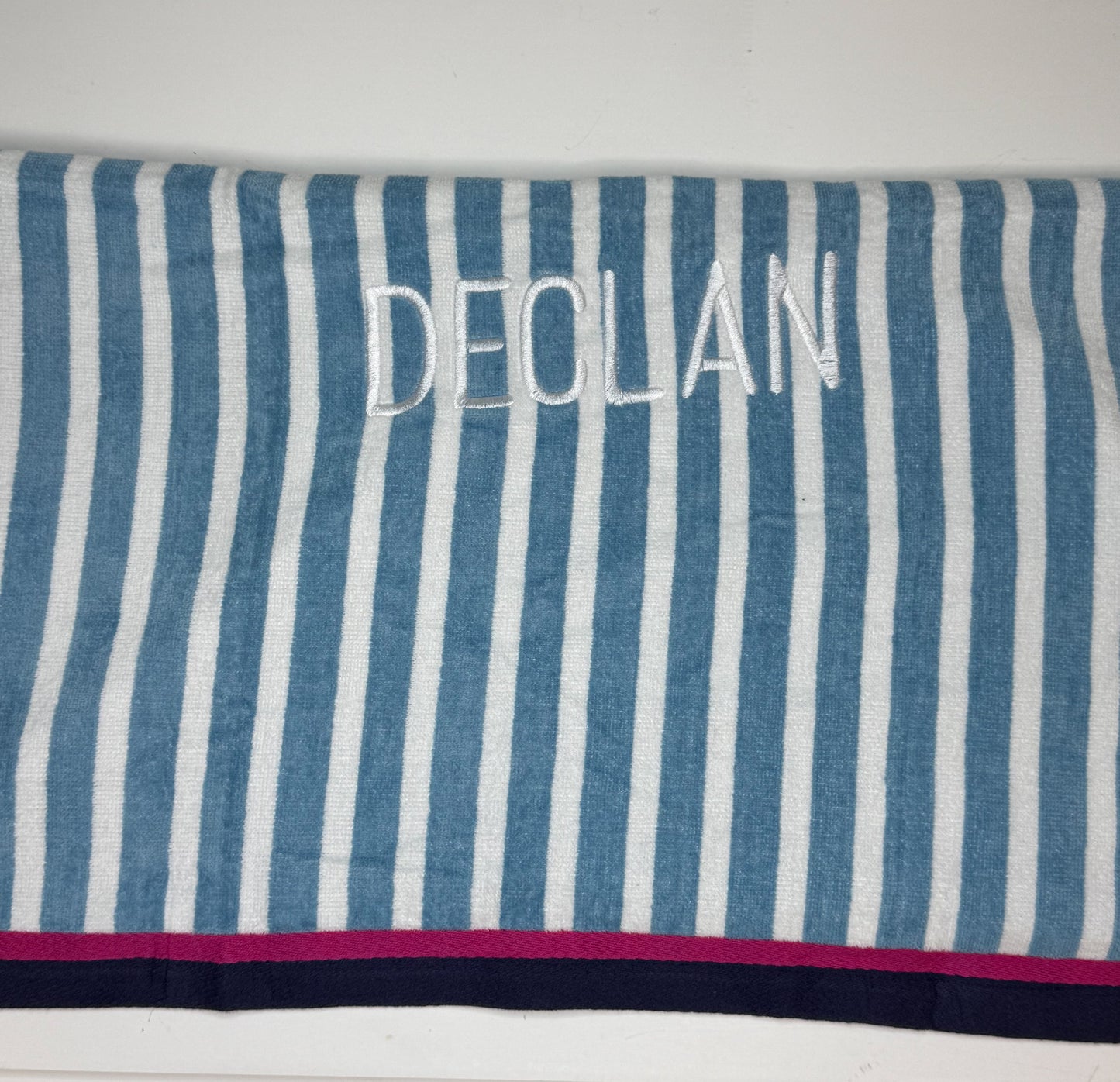 Declan Blue and White Striped Towel