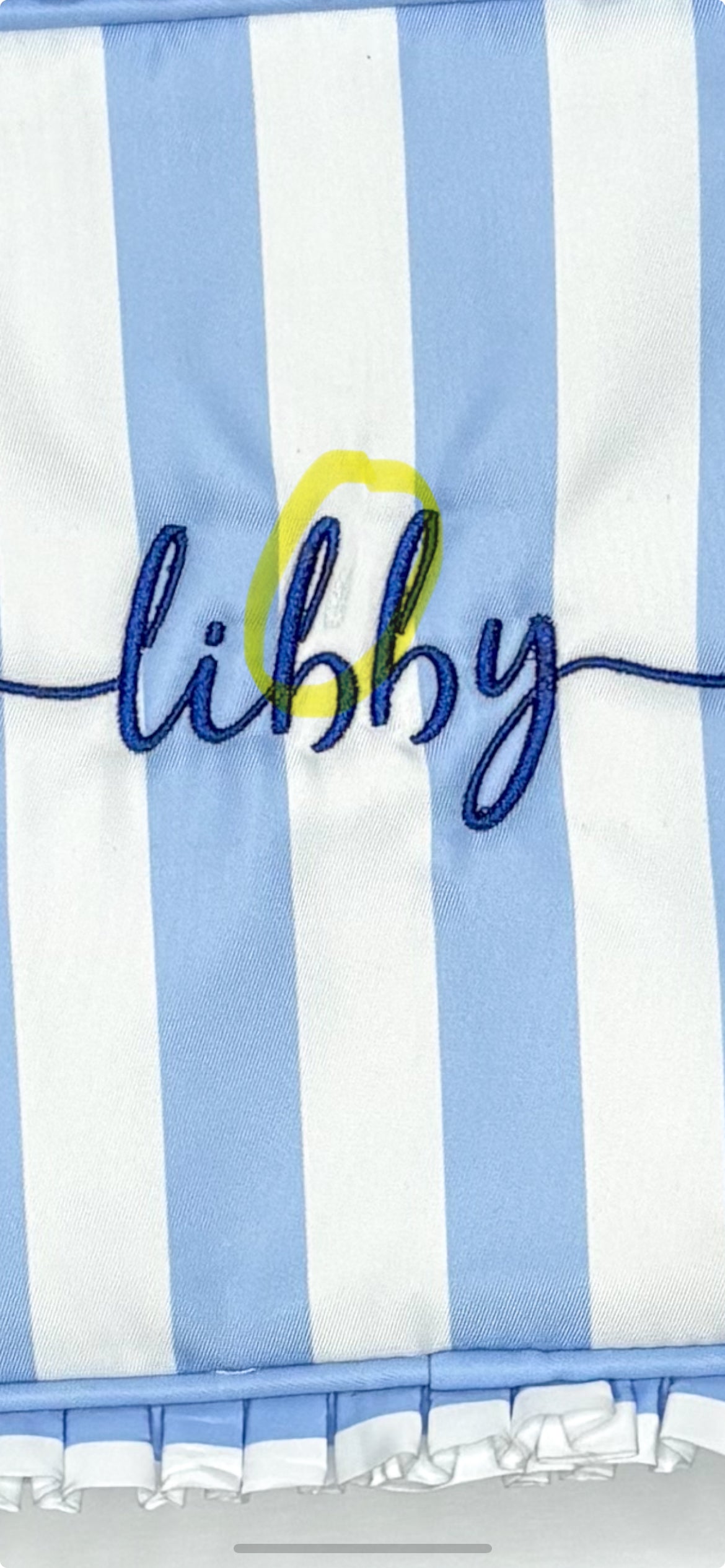Libby Blue and White Striped Cosmetic Bag- IMPERFECT