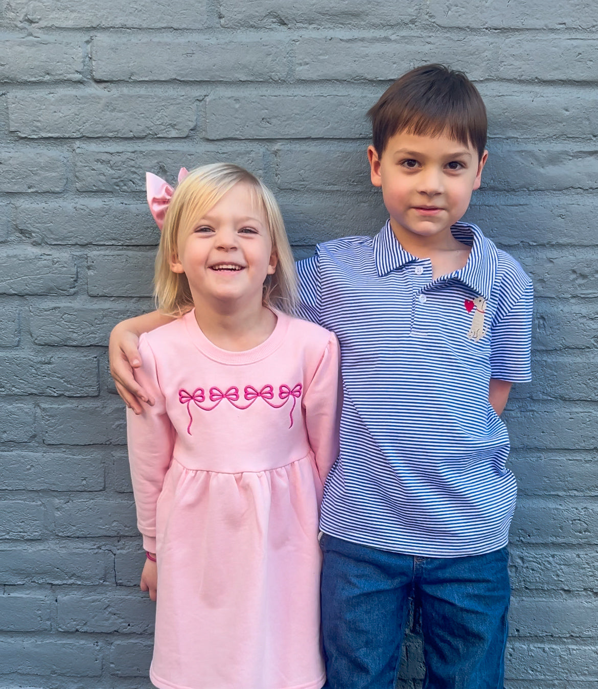 Embroidered Bow Sweatshirt Dress