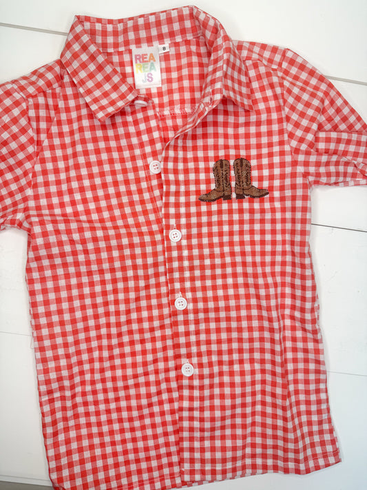 Cowboy Boots Gingham Shirt 8 - Imperfect