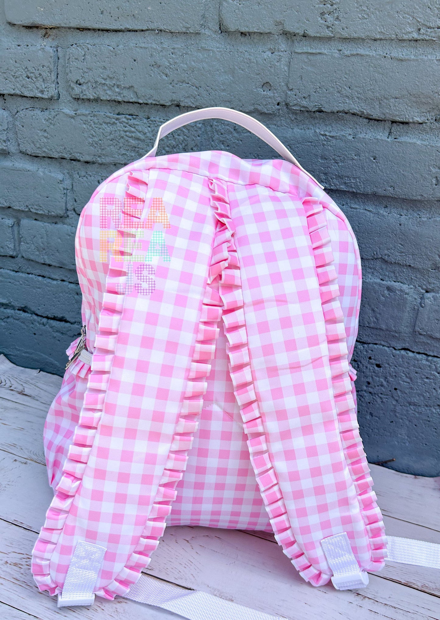 Monogrammed Gingham Nylon Backpack