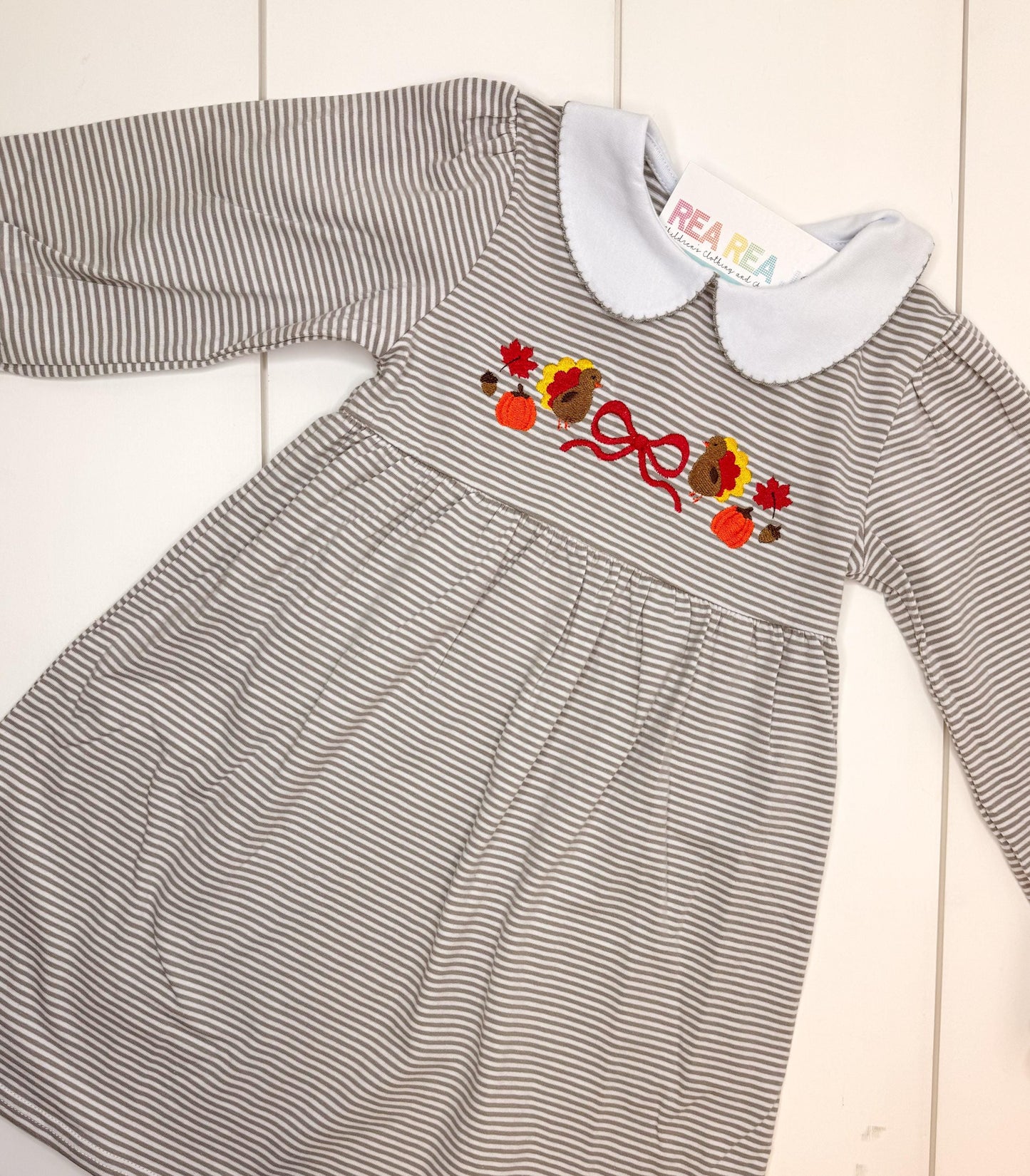 Thanksgiving Striped Embroidered Tshirt or Dress