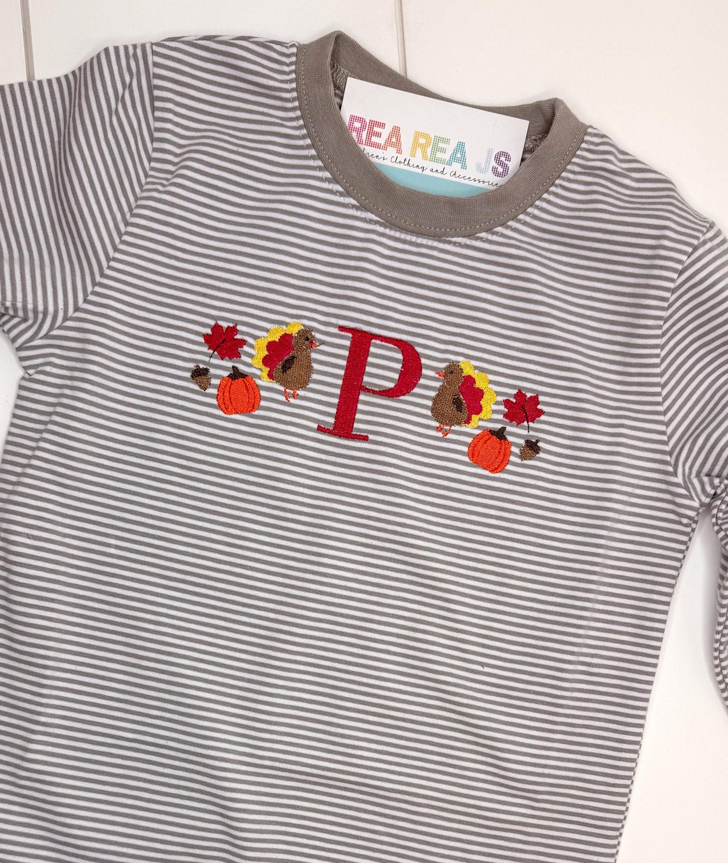Thanksgiving Striped Embroidered Tshirt or Dress