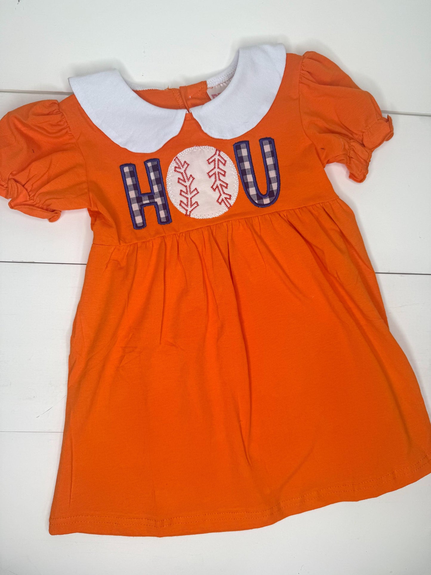 Peter Pan Collar Houston Baseball Dress, Sibling Matching Outfits for Baseball Game