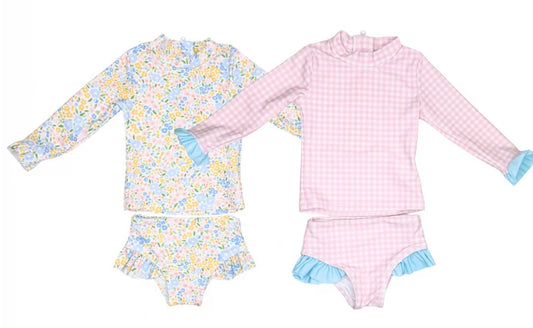 Girls Rash Guard Two Piece Swim Suit