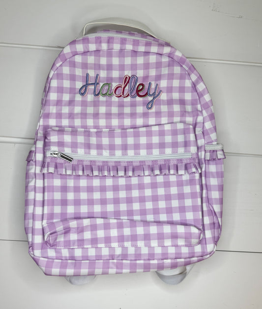 Hadley Purple Gingham Nylon Backpack