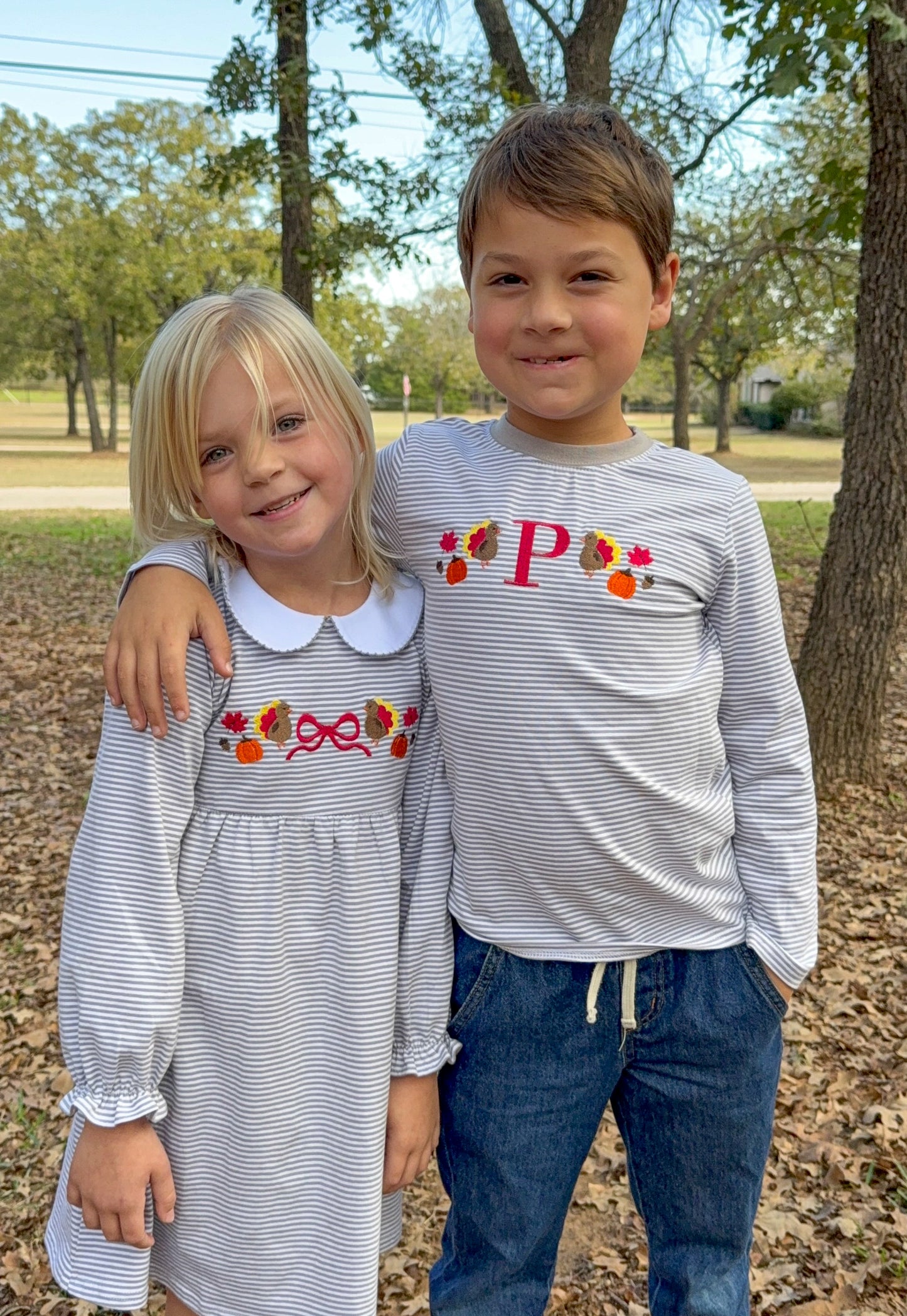 Thanksgiving Striped Embroidered Tshirt or Dress