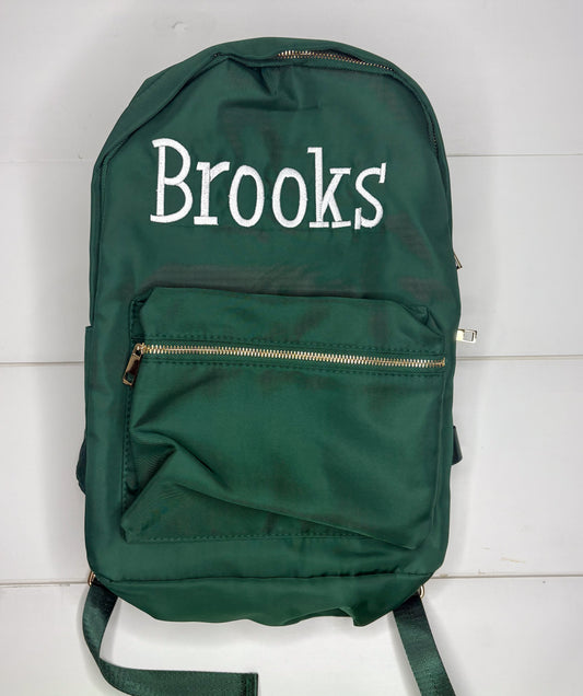 Brooks Dark Green Nylon Backpack - IMPERFECT