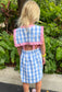 Blue Gingham Dress with Pink Scallop Trim