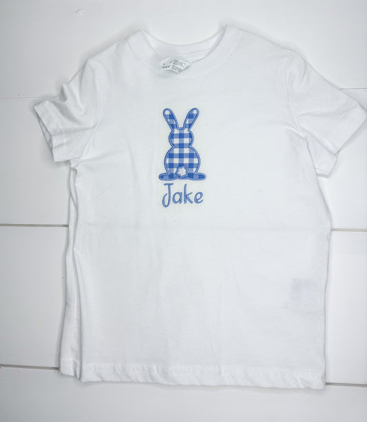 Jake White with Blue Gingham Bunny Tshirt 4T