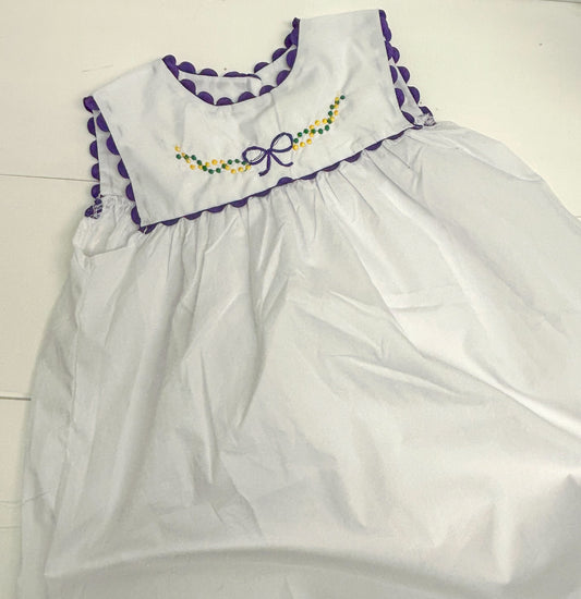 White Mardi Gras Beads Dress 4T - Imperfect