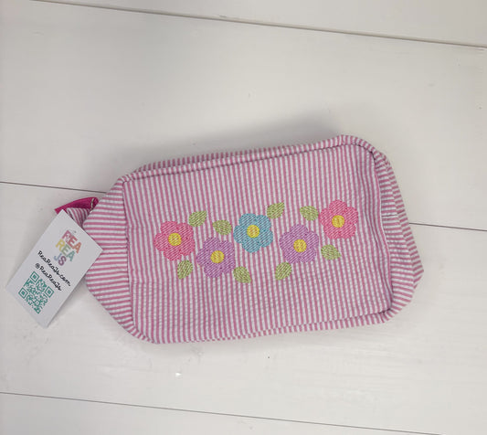 Pink Flower Seersucker Everything Bag