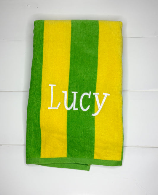 Lucy Green and Yellow Striped Towel