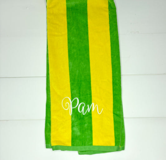 Pam Green and Yellow Striped Towel
