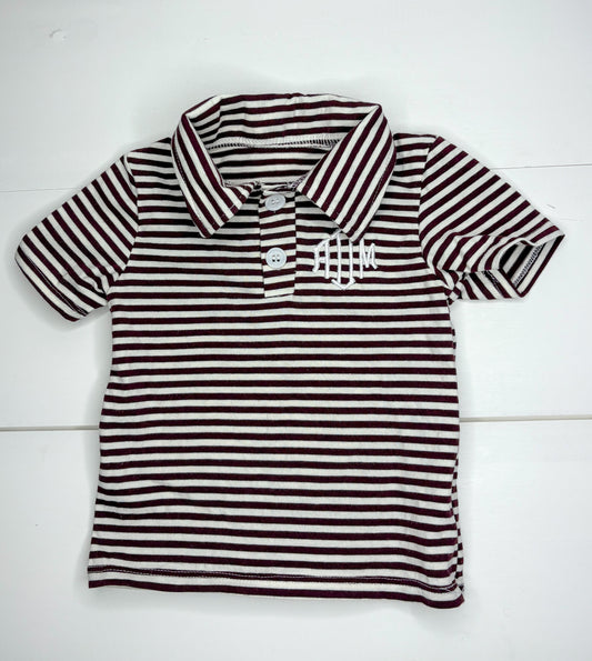 aDm Striped Maroon Polo 9-12M