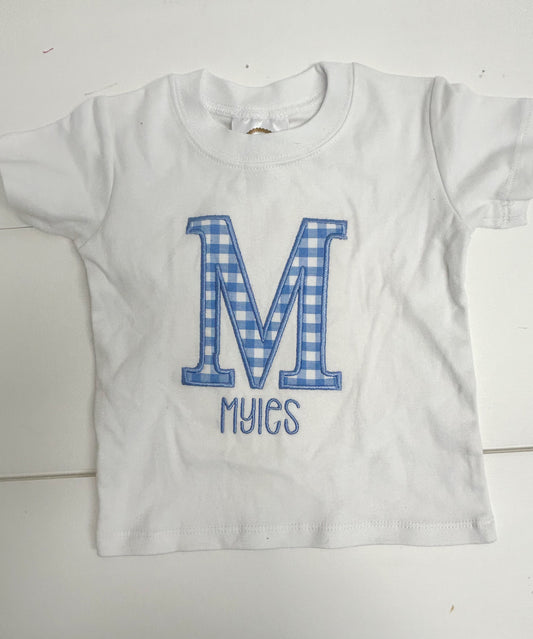 Myles White with Light Blue Gingham 6M - Imperfect