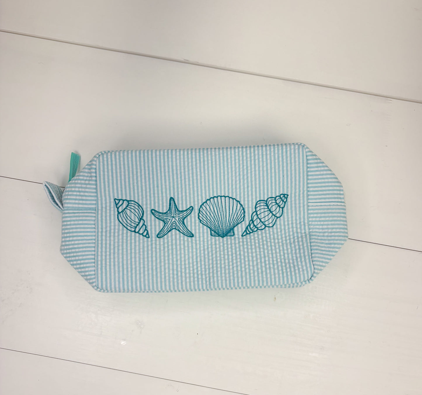 Turquoise Shell Seersucker Everything Bag