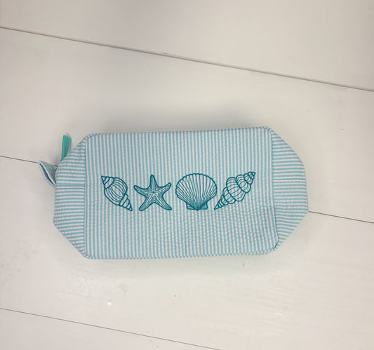 Turquoise Shell Seersucker Everything Bag