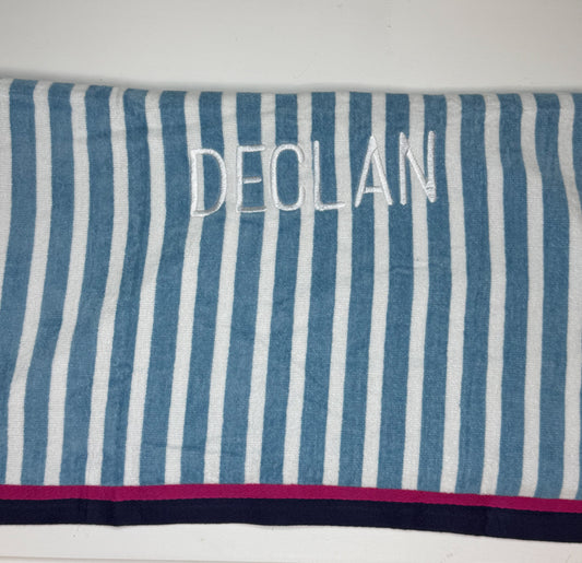 Declan Blue and White Striped Towel
