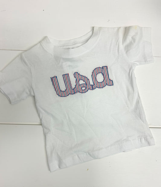 White USA Shirt - Imperfect 6M