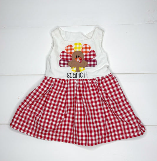 Scarlett Turkey Dress with Red Skirt 3-6M