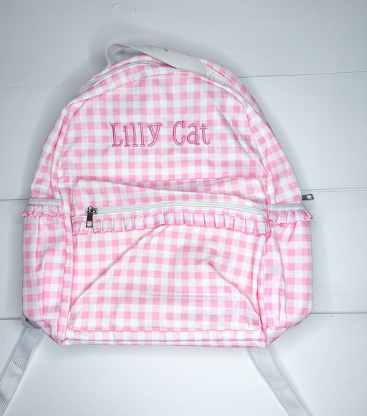 Lilly Cat Pink Gingham Nylon Backpack