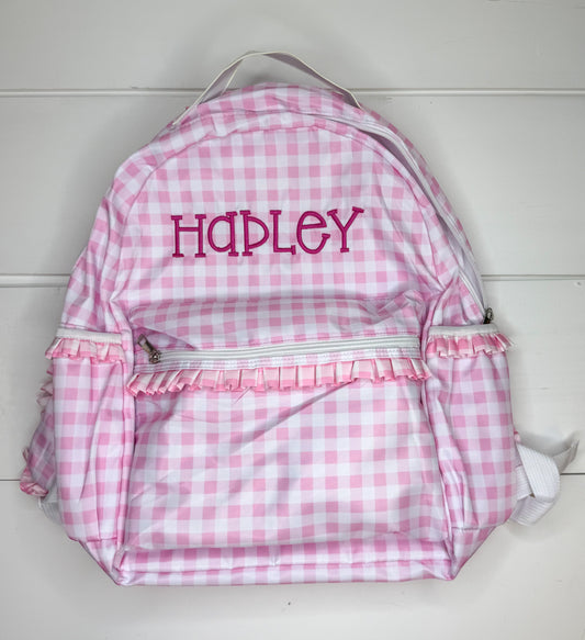 Hadley Pink Gingham Nylon Backpack