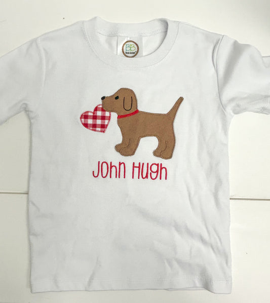 John Hugh White with Brown Dog Valentines Puppy 3T