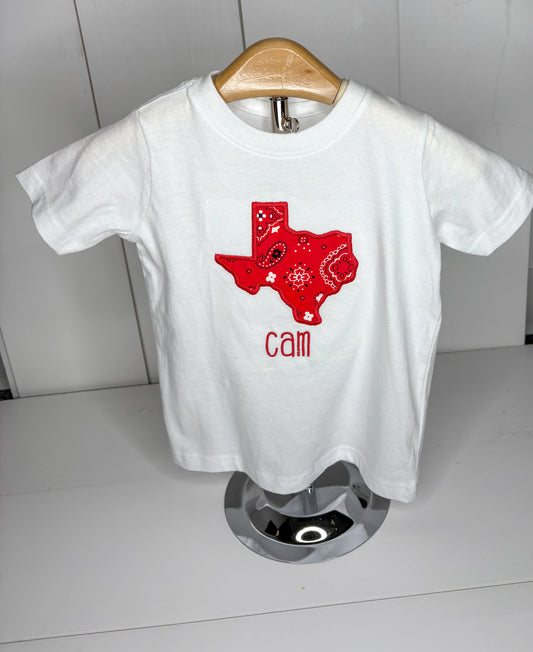 Cam White Shirt with Red Texas 2T