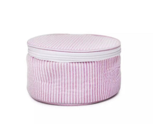 Seersucker Cosmetic Round Bags
