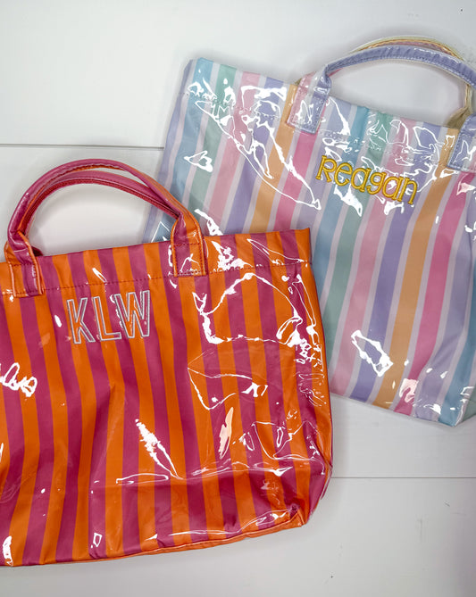 Striped Wipeable Tote