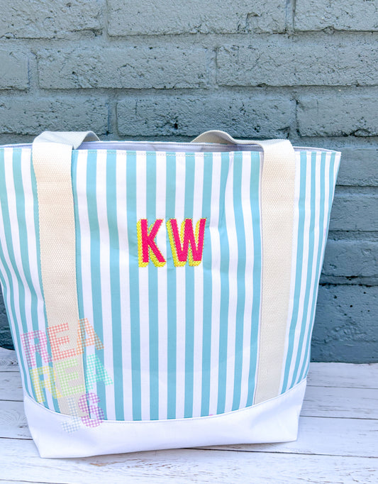 Monogrammed Canvas Beach Bag