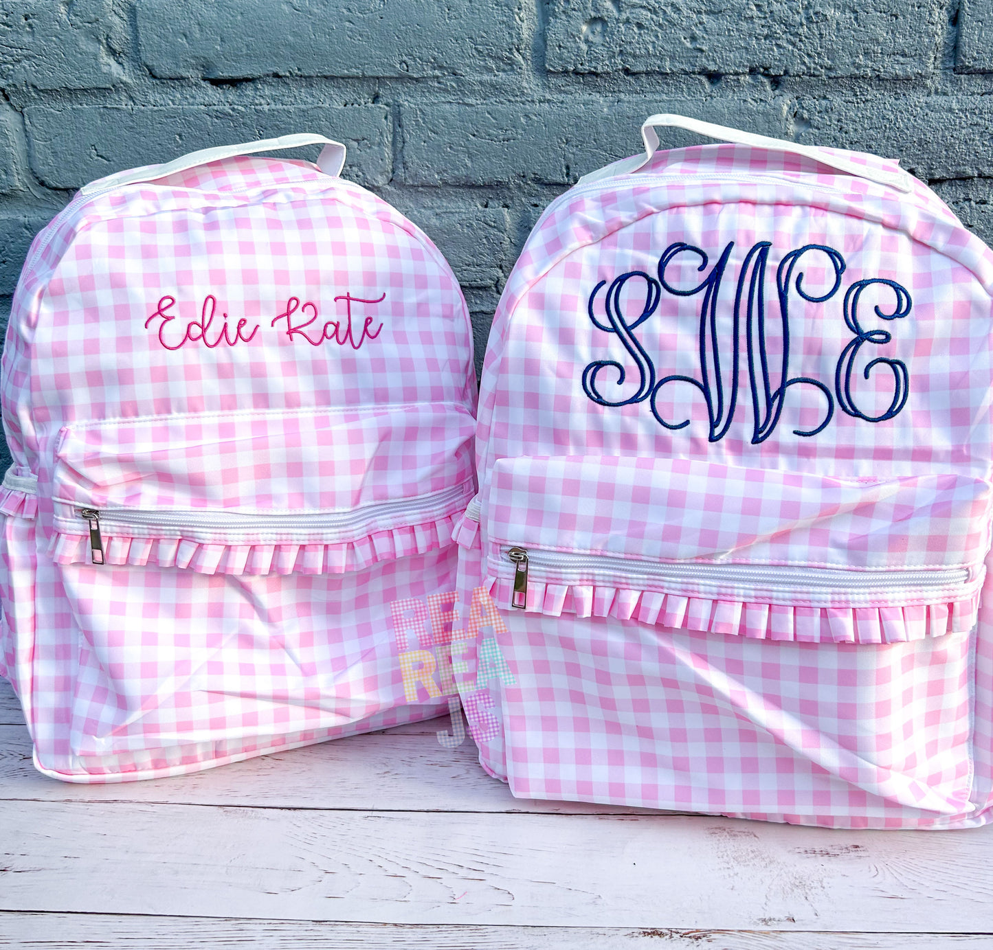 Monogrammed Gingham Nylon Backpack