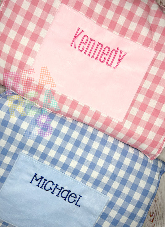 Monogrammed Gingham Nap Mat