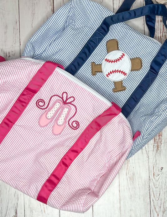 Applique Seersucker Duffle Bag
