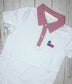 Red Gingham Collar Texas Flag Polo Shirt