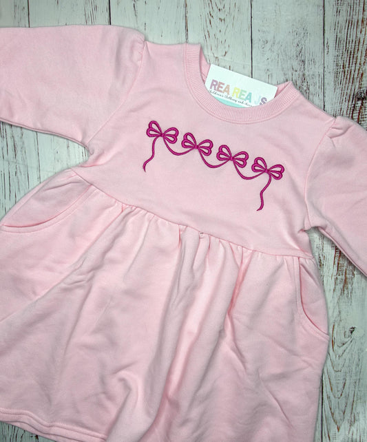 Embroidered Bow Sweatshirt Dress