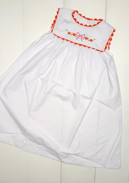 Pumpkin Floral Embroidered Dress or Bubble