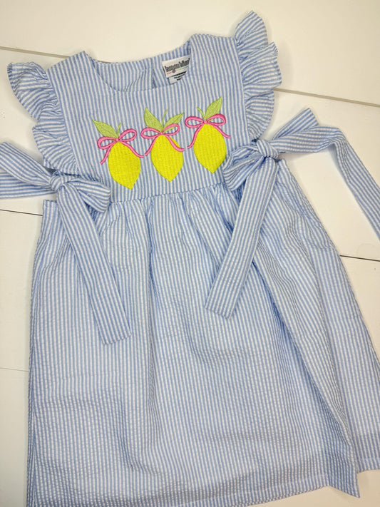 Lemon Trio Seersucker Dress