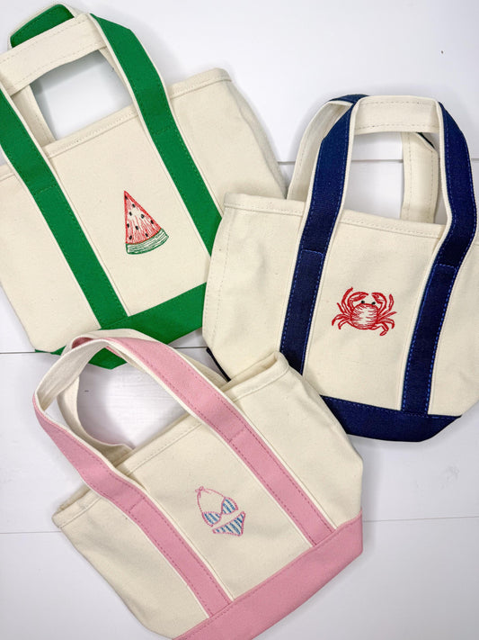 Summer Canvas Zippered Mini Tote Bag