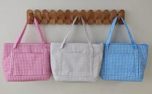 Nylon Gingham Tote Bag