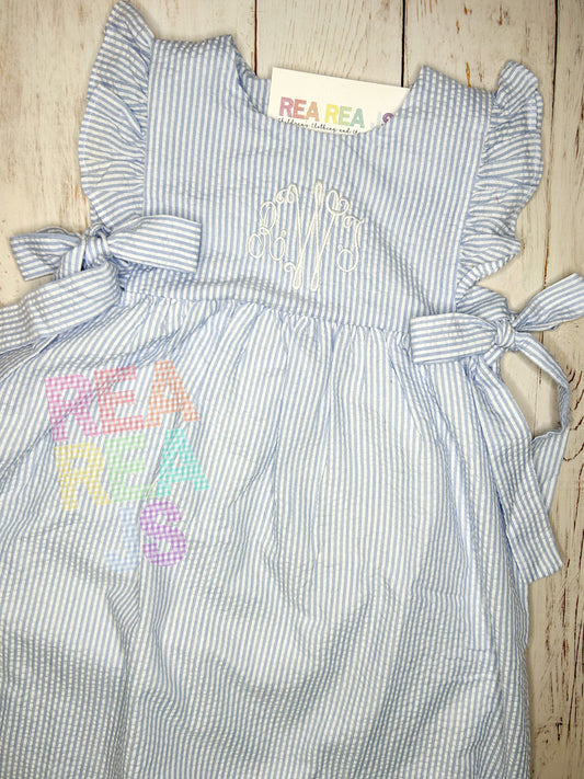 Monogrammed Seersucker Dress