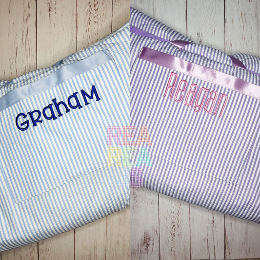 Monogrammed Seersucker Nap Mat