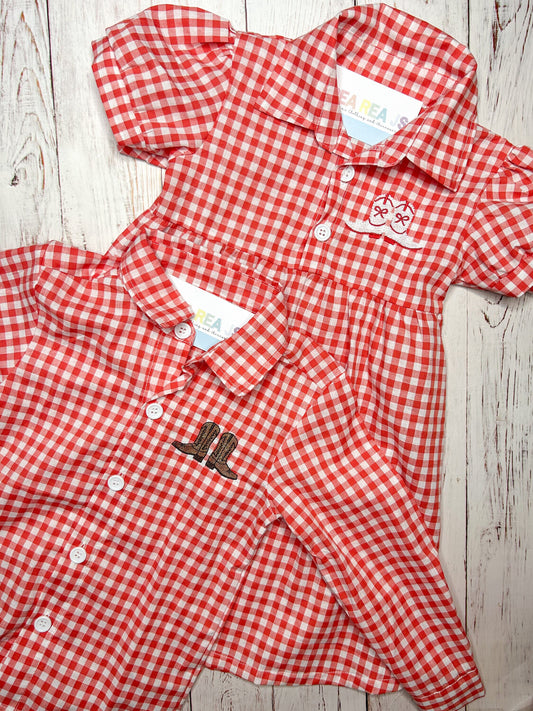Rodeo Boots Gingham Shirt or Dress